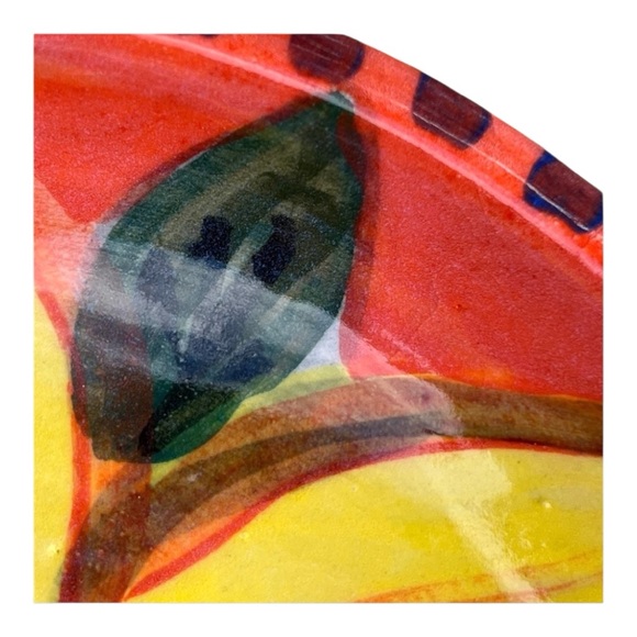 Orange Sunflower Pottery Bowl with a Crackle Glaze - Picture 8 of 15